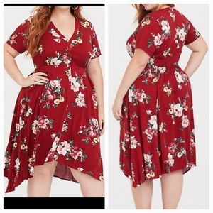Torrid Red Floral Sharkbite Dress 4x